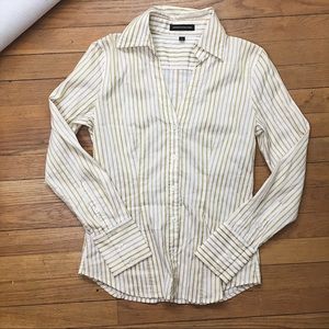 Express Button Down Shirt Gold Striped Size S EUC